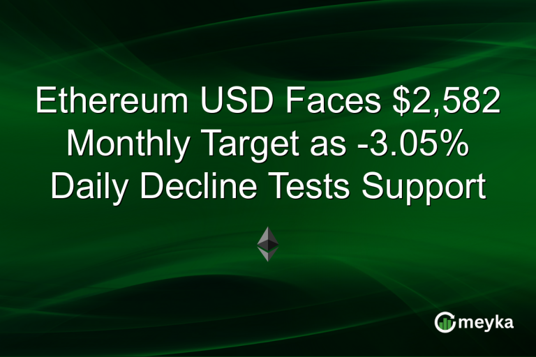Ethereum USD Faces $2,582 Monthly Target as -3.05% Daily Decline Tests Support