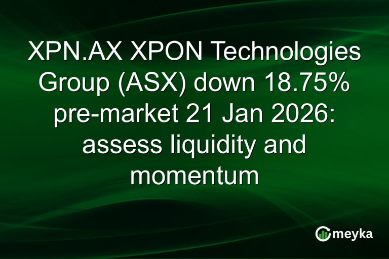 XPN.AX XPON Technologies Group (ASX) down 18.75% pre-market 21 Jan 2026: assess liquidity and momentum