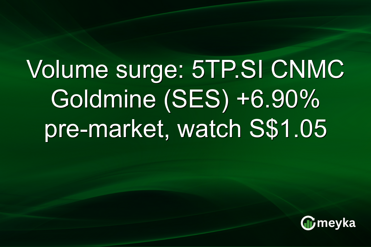 Volume surge: 5TP.SI CNMC Goldmine (SES) +6.90% pre-market, watch S$1.05