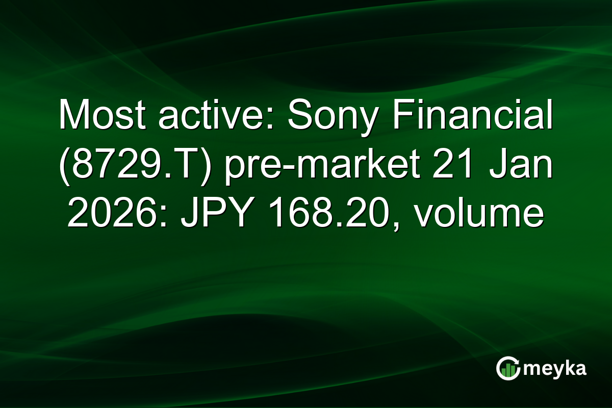 Most active: Sony Financial (8729.T) pre-market 21 Jan 2026: JPY 168.20, volume