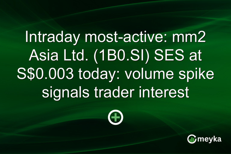 Intraday most-active: mm2 Asia Ltd. (1B0.SI) SES at S$0.003 today: volume spike signals trader interest