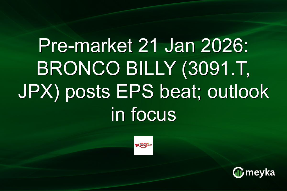 Pre-market 21 Jan 2026: BRONCO BILLY (3091.T, JPX) posts EPS beat; outlook in focus