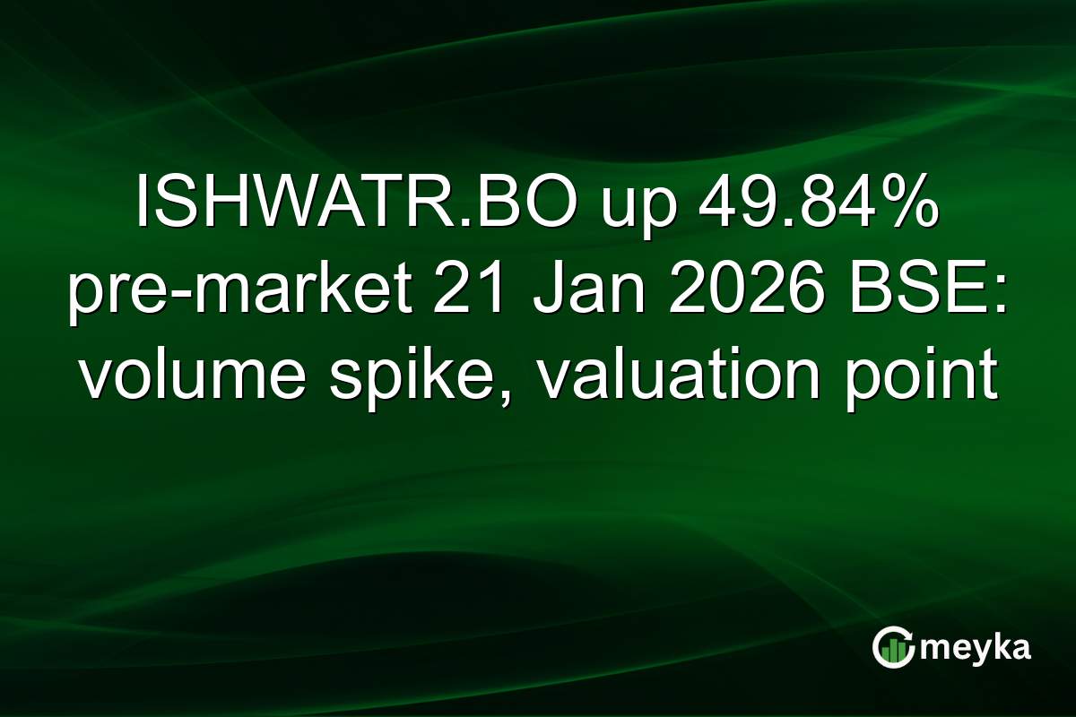 ISHWATR.BO up 49.84% pre-market 21 Jan 2026 BSE: volume spike, valuation point
