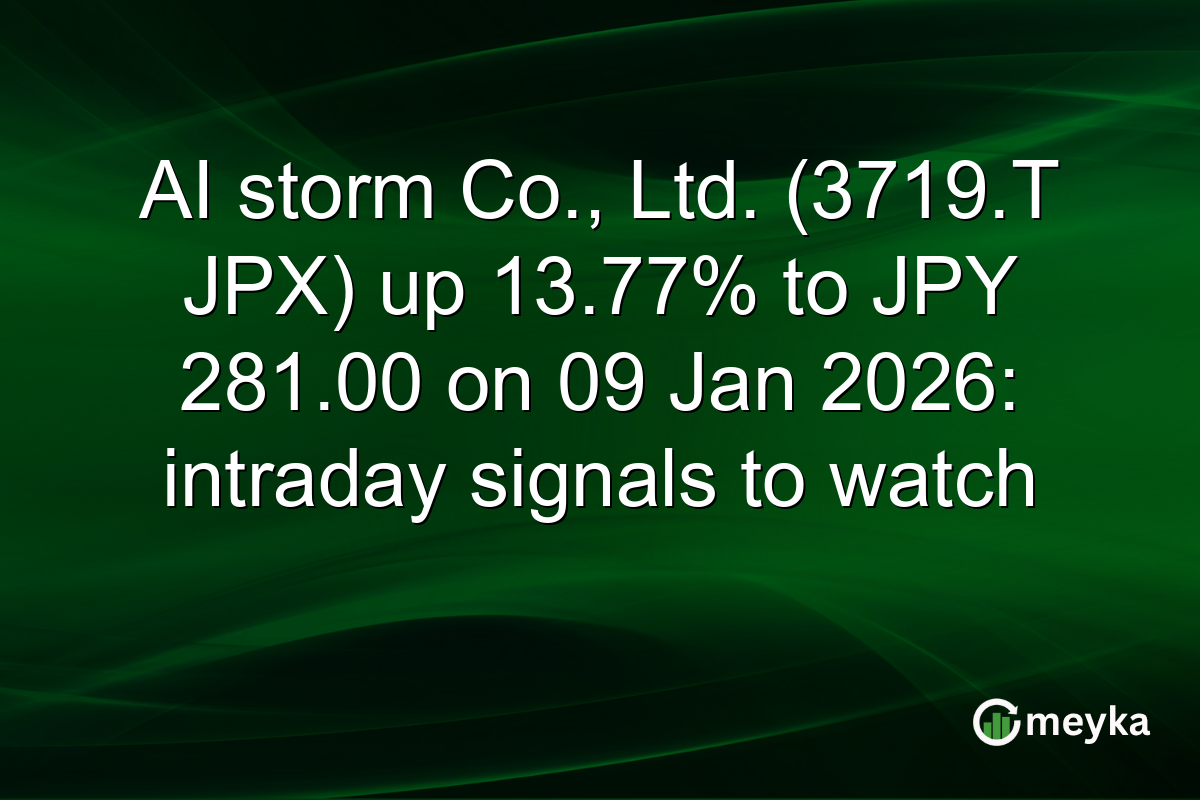 AI storm Co., Ltd. (3719.T JPX) up 13.77% to JPY 281.00 on 09 Jan 2026: intraday signals to watch
