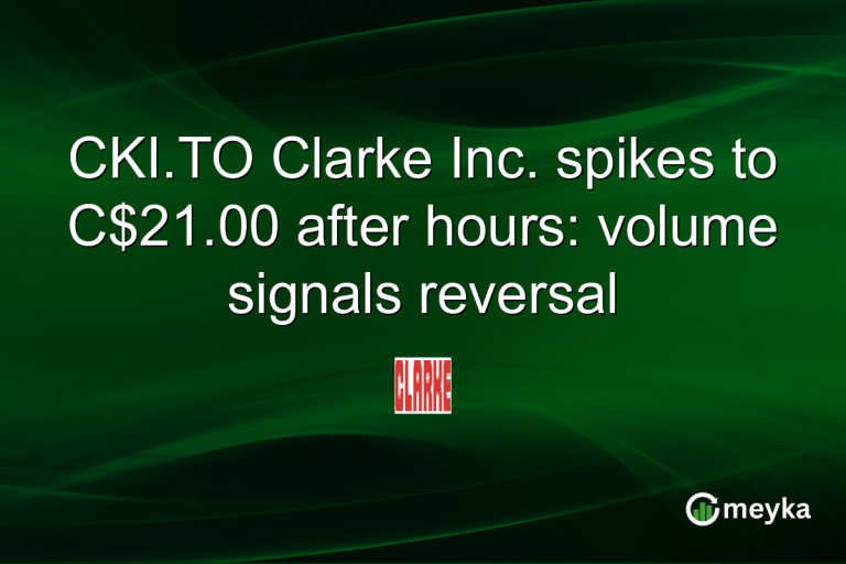 CKI.TO Clarke Inc. spikes to C$21.00 after hours: volume signals reversal
