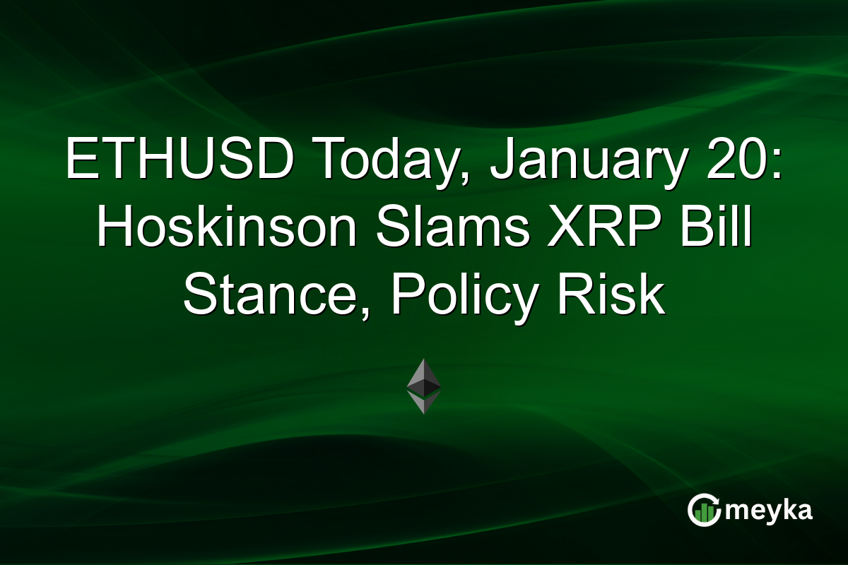 ETHUSD Today, January 20: Hoskinson Slams XRP Bill Stance, Policy Risk