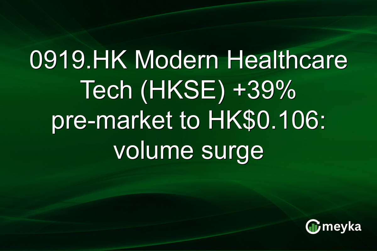 0919.HK Modern Healthcare Tech (HKSE) +39% pre-market to HK$0.106: volume surge