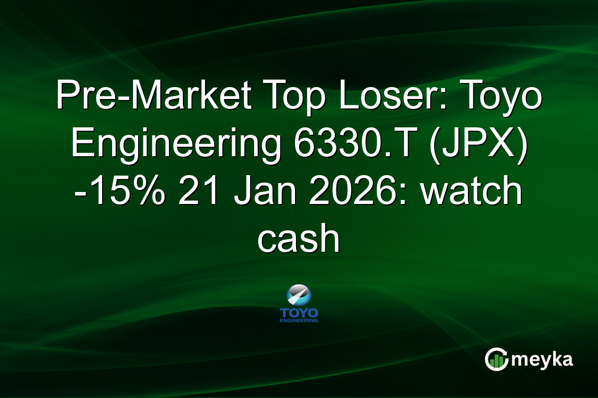 Pre-Market Top Loser: Toyo Engineering 6330.T (JPX) -15% 21 Jan 2026: watch cash