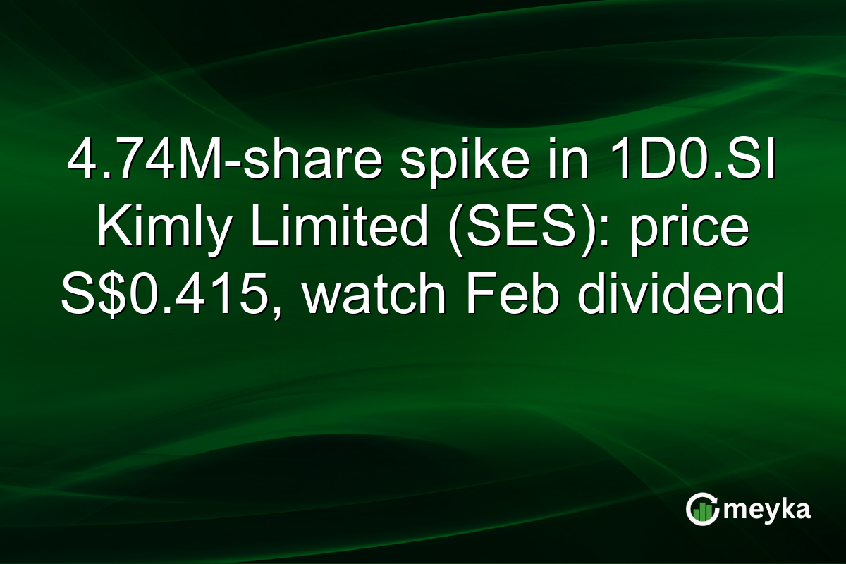 4.74M-share spike in 1D0.SI Kimly Limited (SES): price S$0.415, watch Feb dividend