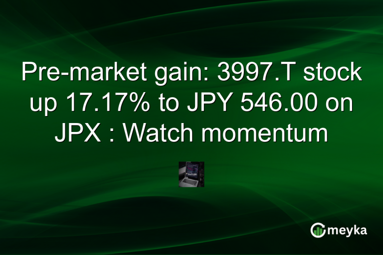 Pre-market gain: 3997.T stock up 17.17% to JPY 546.00 on JPX : Watch momentum