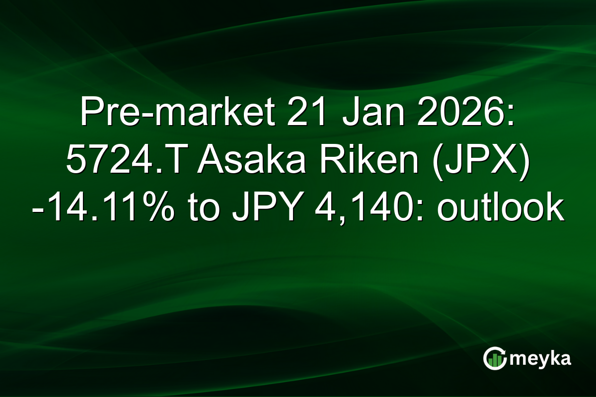 Pre-market 21 Jan 2026: 5724.T Asaka Riken (JPX) -14.11% to JPY 4,140: outlook