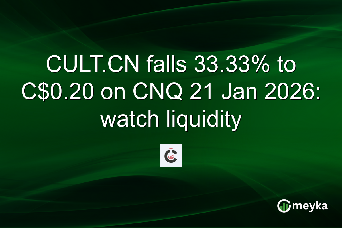 CULT.CN falls 33.33% to C$0.20 on CNQ 21 Jan 2026: watch liquidity