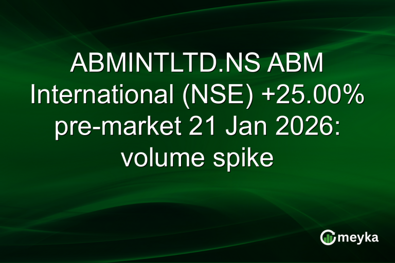 ABMINTLTD.NS ABM International (NSE) +25.00% pre-market 21 Jan 2026: volume spike