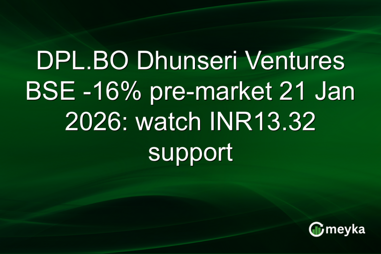 DPL.BO Dhunseri Ventures BSE -16% pre-market 21 Jan 2026: watch INR13.32 support