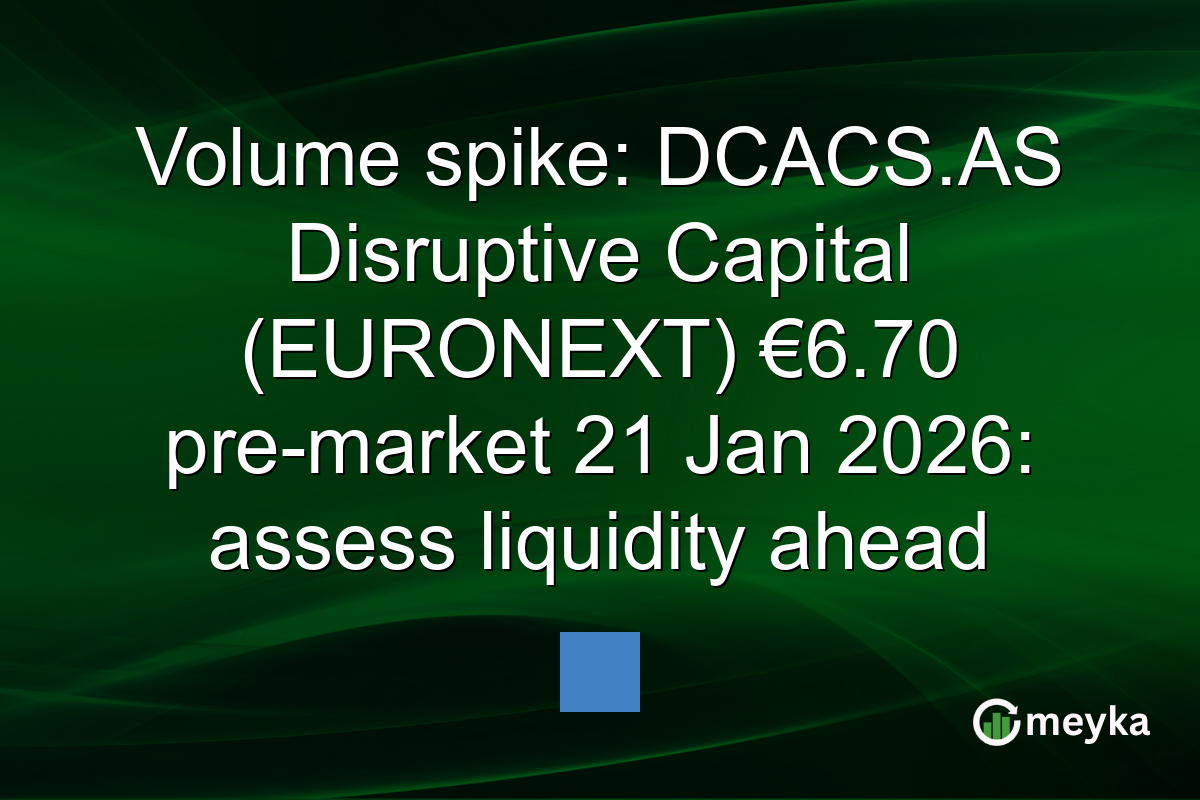Volume spike: DCACS.AS Disruptive Capital (EURONEXT) €6.70 pre-market 21 Jan 2026: assess liquidity ahead