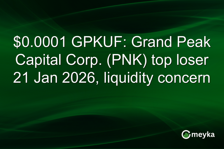 $0.0001 GPKUF: Grand Peak Capital Corp. (PNK) top loser 21 Jan 2026, liquidity concern
