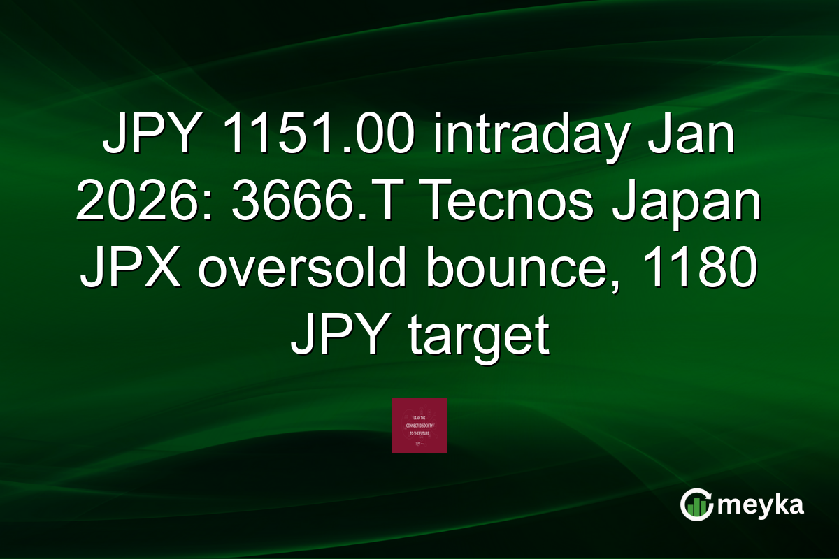JPY 1151.00 intraday Jan 2026: 3666.T Tecnos Japan JPX oversold bounce, 1180 JPY target