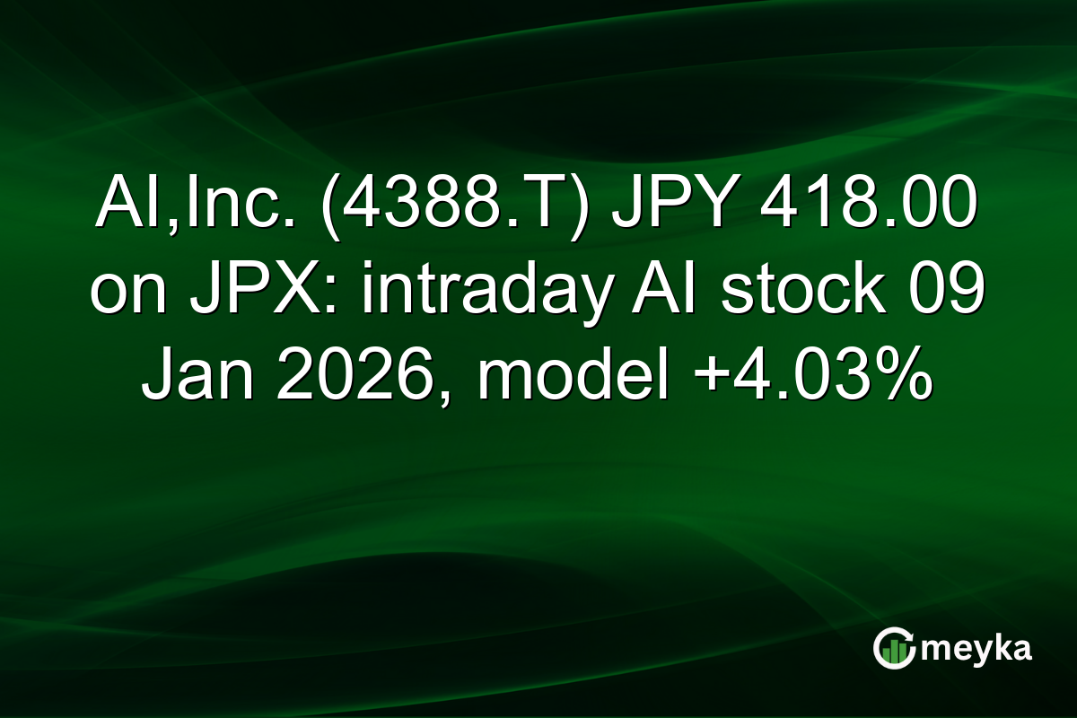 AI,Inc. (4388.T) JPY 418.00 on JPX: intraday AI stock 09 Jan 2026, model +4.03%