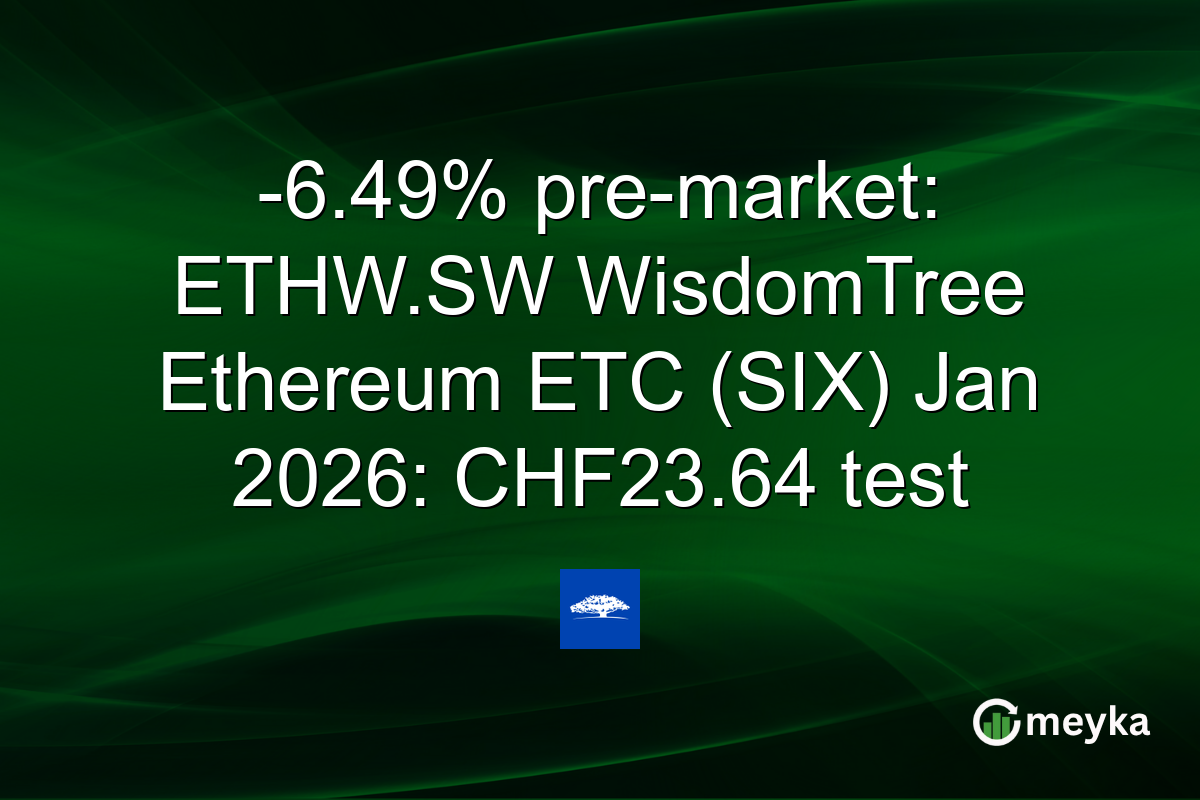 -6.49% pre-market: ETHW.SW WisdomTree Ethereum ETC (SIX) Jan 2026: CHF23.64 test