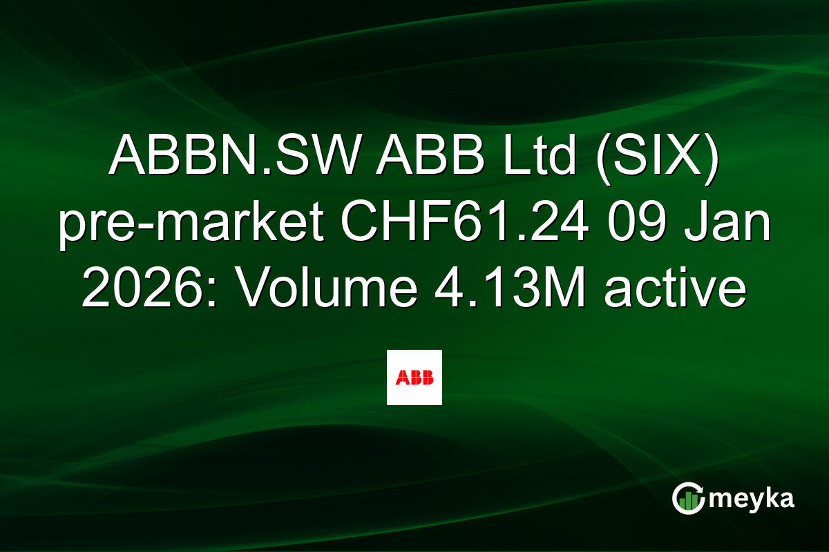 ABBN.SW ABB Ltd (SIX) pre-market CHF61.24 09 Jan 2026: Volume 4.13M active