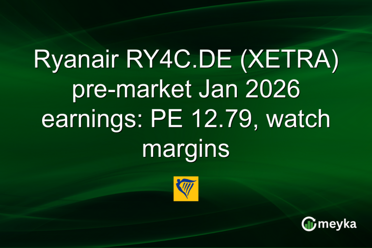 Ryanair RY4C.DE (XETRA) pre-market Jan 2026 earnings: PE 12.79, watch margins