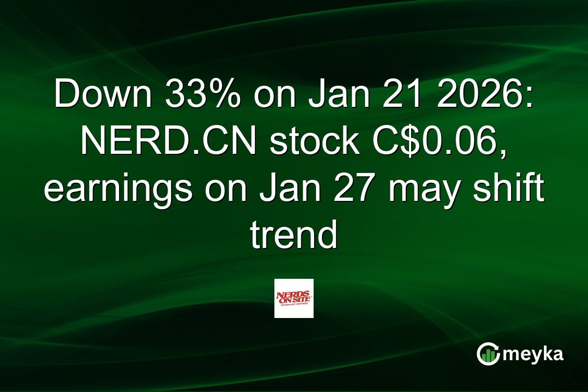 Down 33% on Jan 21 2026: NERD.CN stock C$0.06, earnings on Jan 27 may shift trend
