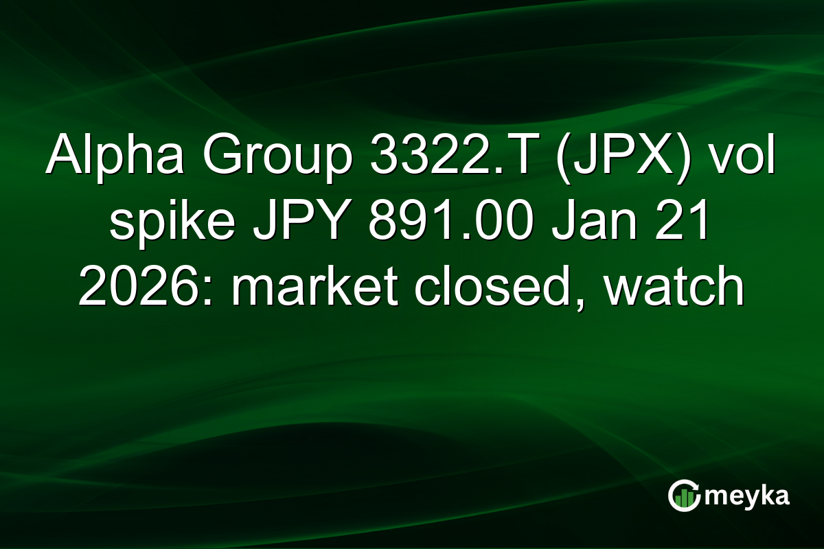 Alpha Group 3322.T (JPX) vol spike JPY 891.00 Jan 21 2026: market closed, watch