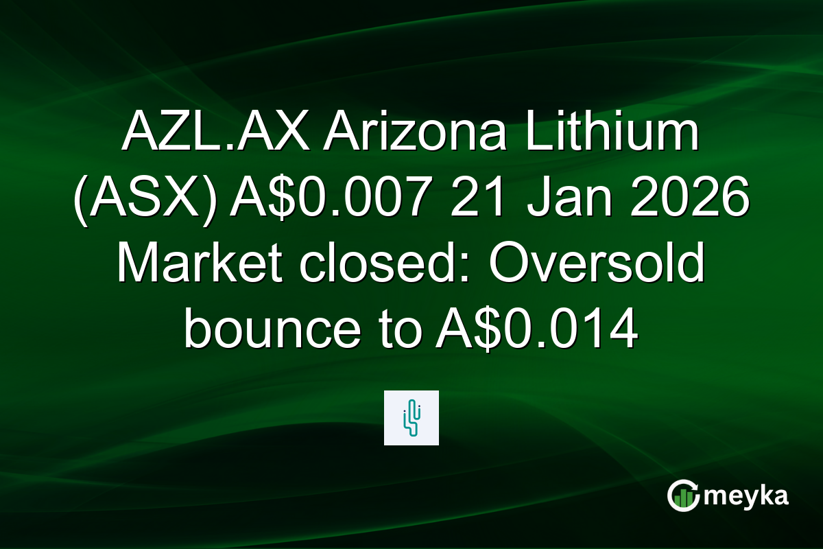 AZL.AX Arizona Lithium (ASX) A$0.007 21 Jan 2026 Market closed: Oversold bounce to A$0.014