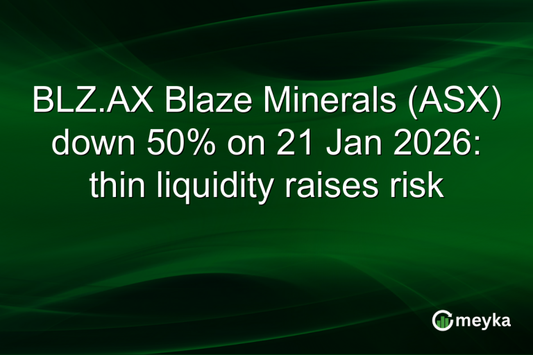 BLZ.AX Blaze Minerals (ASX) down 50% on 21 Jan 2026: thin liquidity raises risk