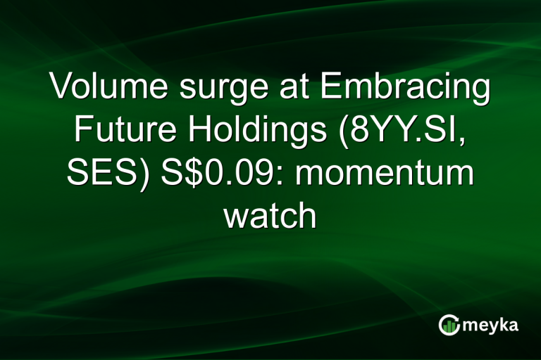 Volume surge at Embracing Future Holdings (8YY.SI, SES) S$0.09: momentum watch