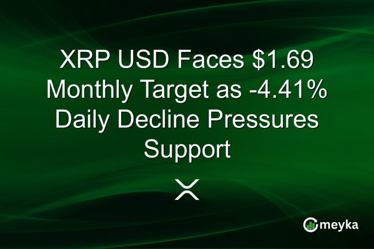 XRP USD Faces $1.69 Monthly Target as -4.41% Daily Decline Pressures Support