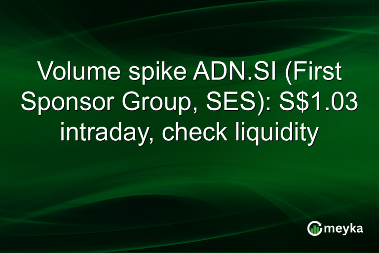 Volume spike ADN.SI (First Sponsor Group, SES): S$1.03 intraday, check liquidity
