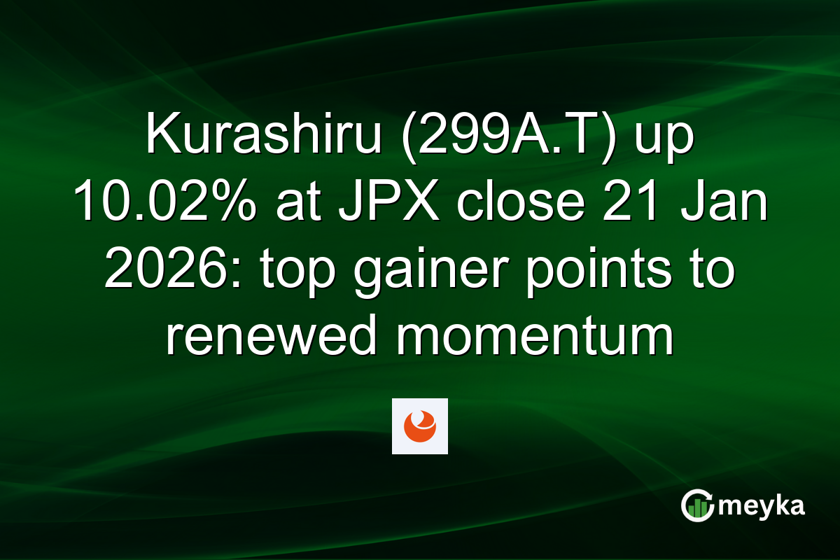 Kurashiru (299A.T) up 10.02% at JPX close 21 Jan 2026: top gainer points to renewed momentum