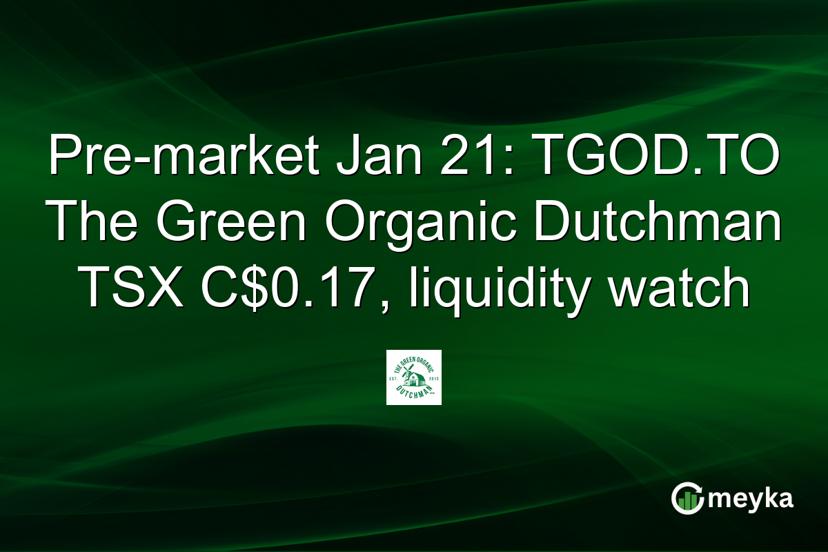 Pre-market Jan 21: TGOD.TO The Green Organic Dutchman TSX C$0.17, liquidity watch