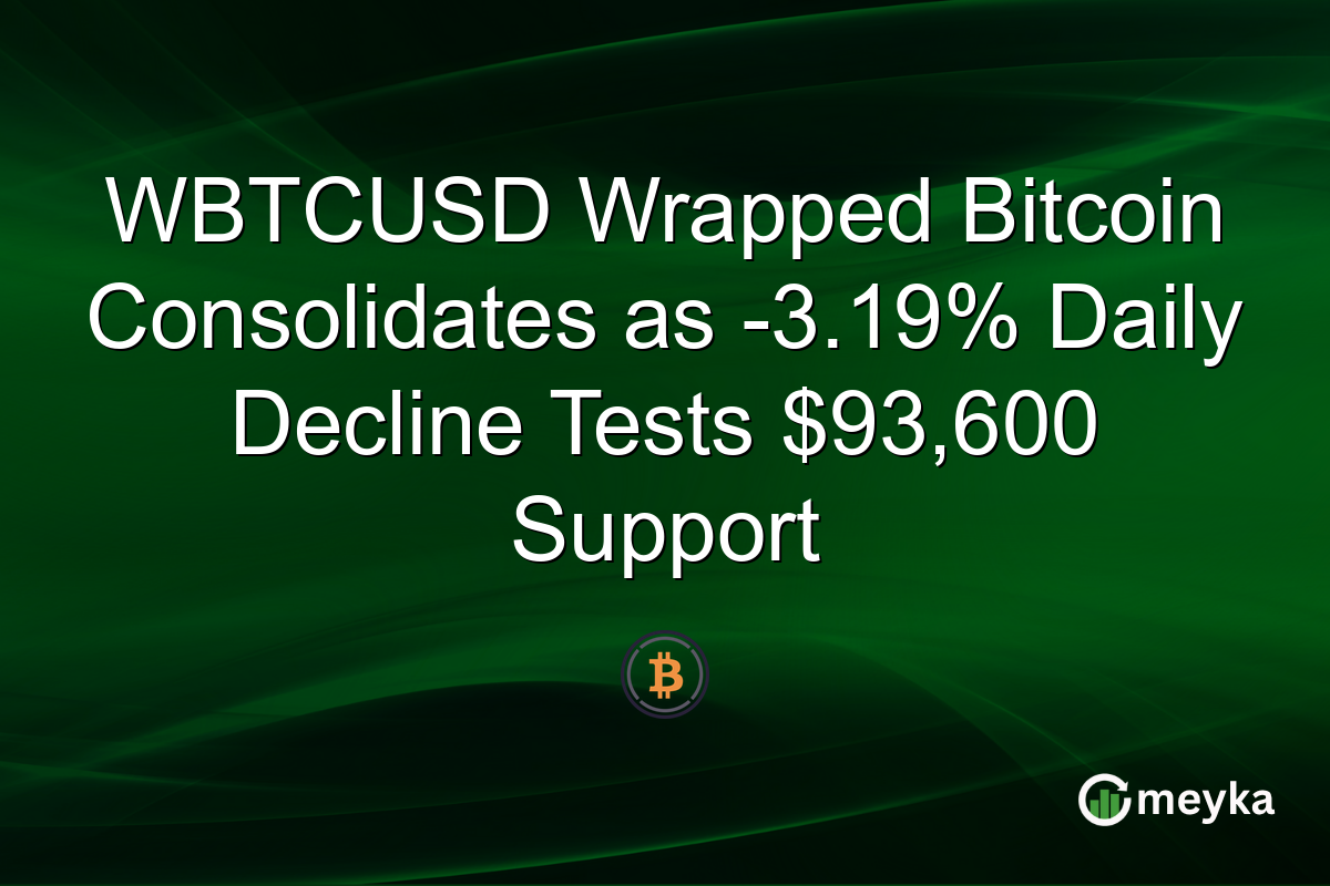 WBTCUSD Wrapped Bitcoin Consolidates as -3.19% Daily Decline Tests $93,600 Support