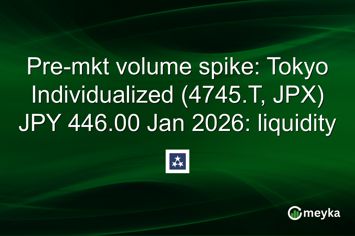 Pre-mkt volume spike: Tokyo Individualized (4745.T, JPX) JPY 446.00 Jan 2026: liquidity