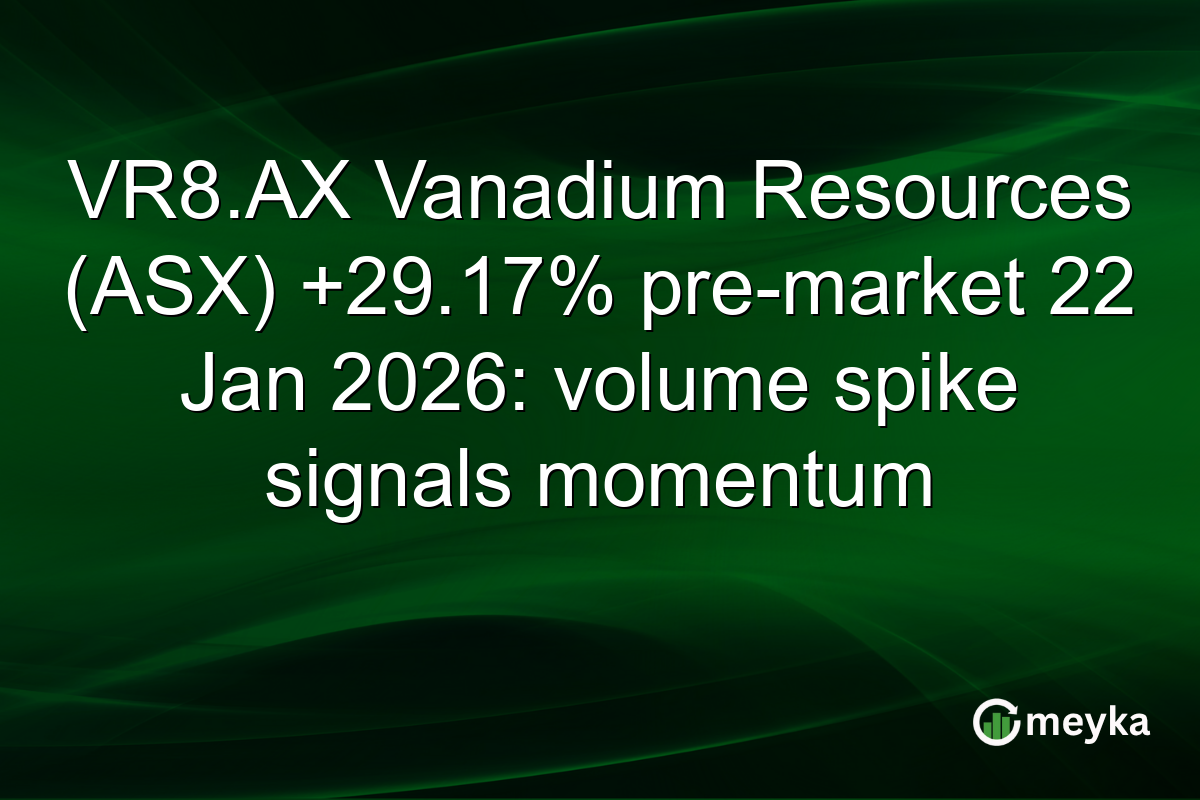 VR8.AX Vanadium Resources (ASX) +29.17% pre-market 22 Jan 2026: volume spike signals momentum