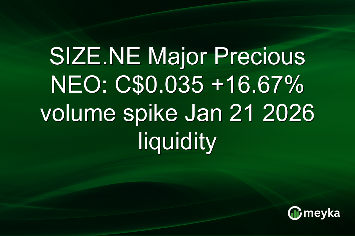 SIZE.NE Major Precious NEO: C$0.035 +16.67% volume spike Jan 21 2026 liquidity