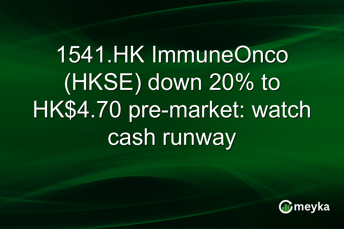 1541.HK ImmuneOnco (HKSE) down 20% to HK$4.70 pre-market: watch cash runway