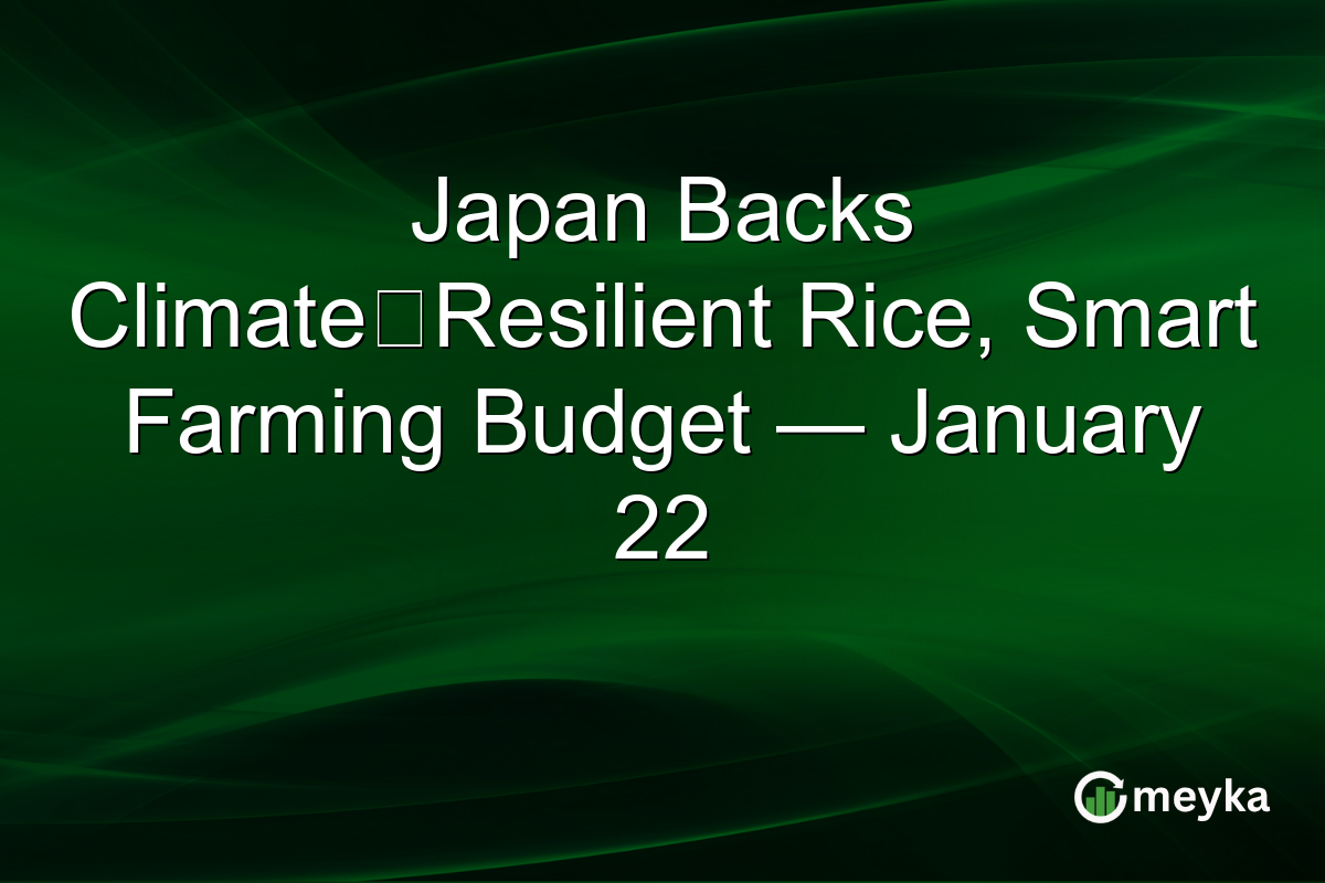 Japan Backs Climate‑Resilient Rice, Smart Farming Budget — January 22