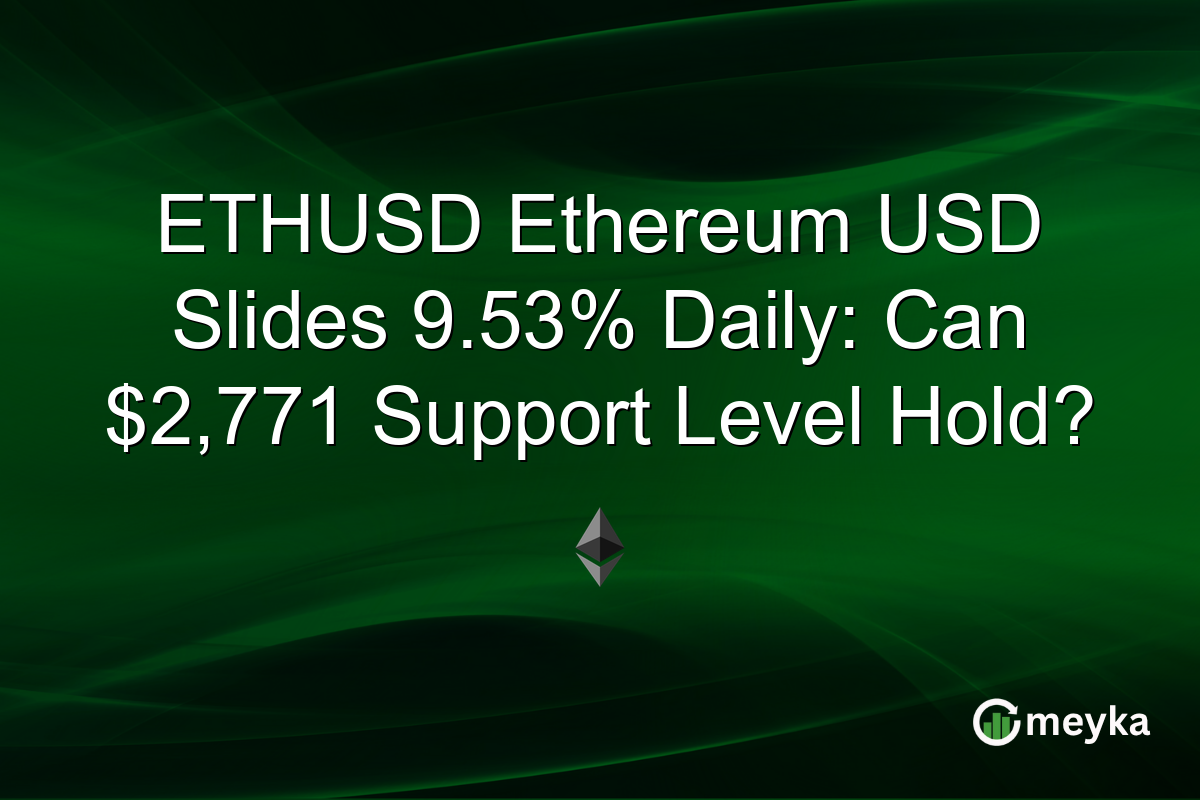ETHUSD Ethereum USD Slides 9.53% Daily: Can $2,771 Support Level Hold?
