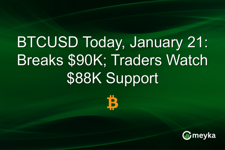 BTCUSD Today, January 21: Breaks $90K; Traders Watch $88K Support