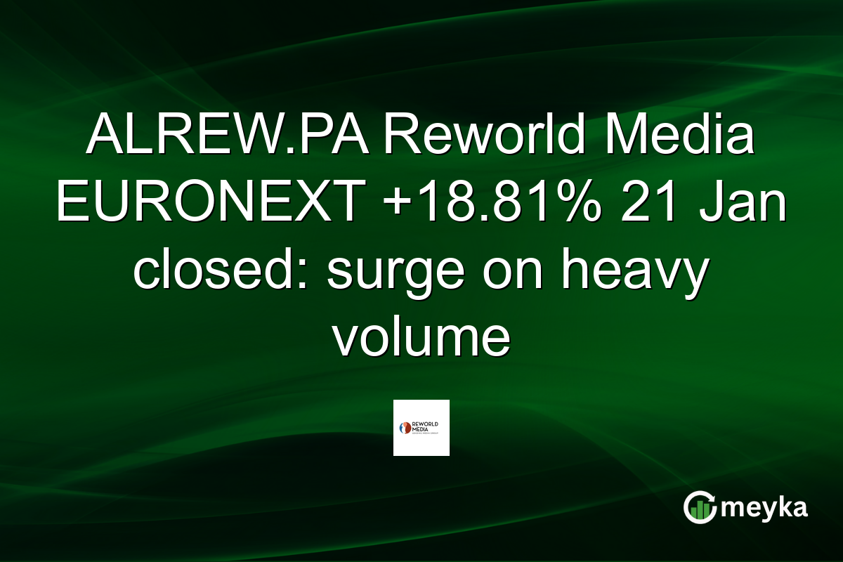 ALREW.PA Reworld Media EURONEXT +18.81% 21 Jan closed: surge on heavy volume