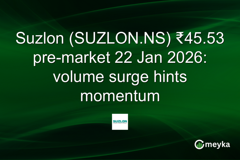 Suzlon (SUZLON.NS) ₹45.53 pre-market 22 Jan 2026: volume surge hints momentum