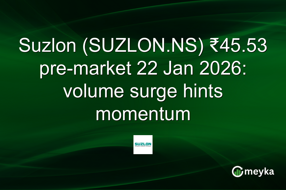 Suzlon (SUZLON.NS) ₹45.53 pre-market 22 Jan 2026: volume surge hints momentum