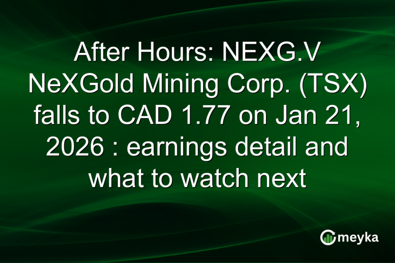 After Hours: NEXG.V NeXGold Mining Corp. (TSX) falls to CAD 1.77 on Jan 21, 2026 : earnings detail and what to watch next