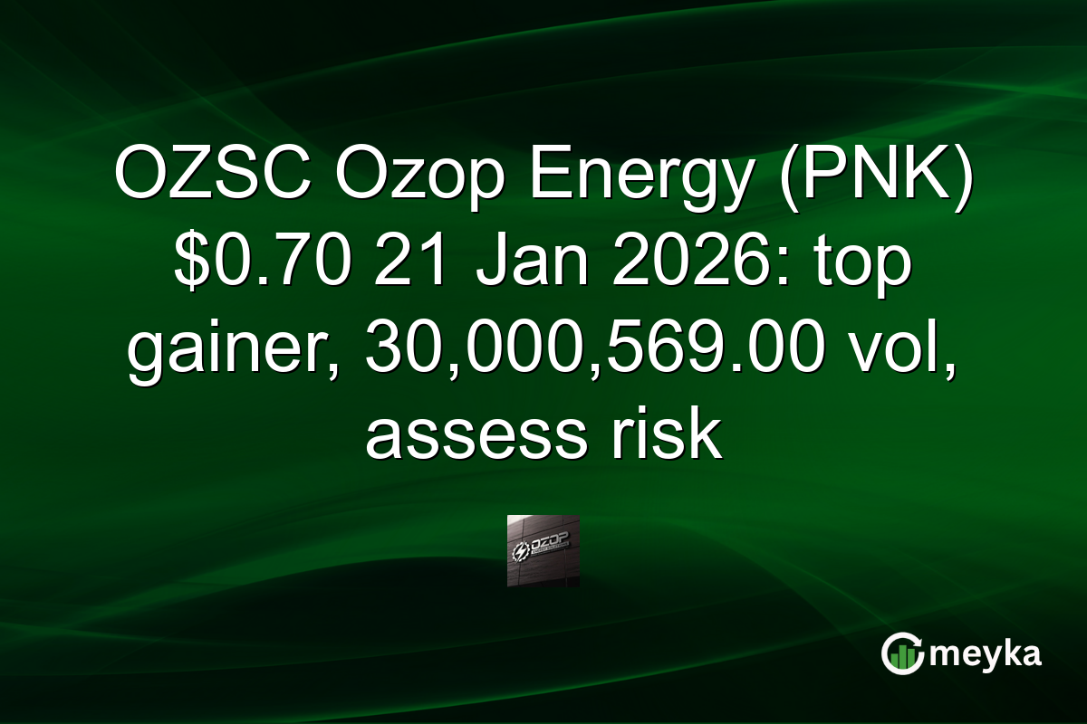 OZSC Ozop Energy (PNK) $0.70 21 Jan 2026: top gainer, 30,000,569.00 vol, assess risk