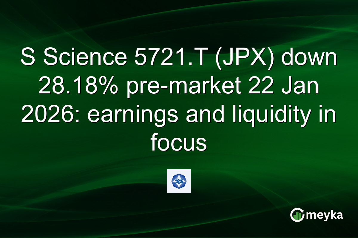 S Science 5721.T (JPX) down 28.18% pre-market 22 Jan 2026: earnings and liquidity in focus