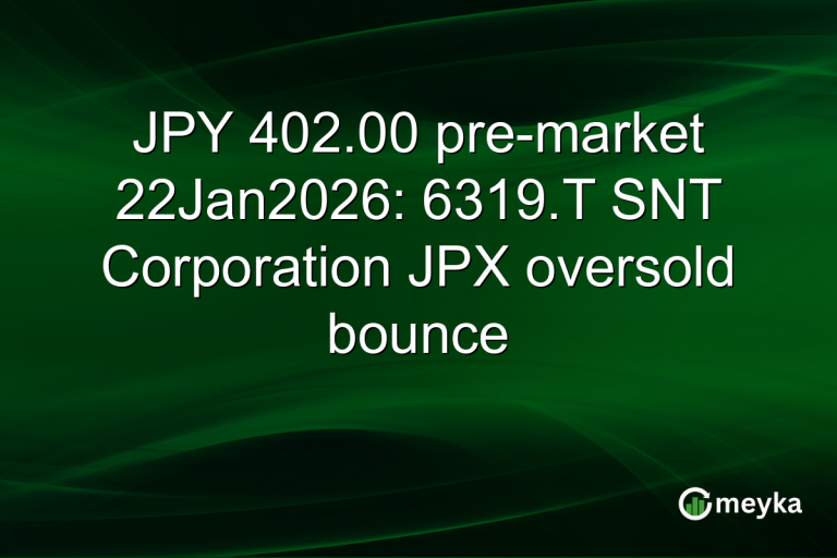 JPY 402.00 pre-market 22Jan2026: 6319.T SNT Corporation JPX oversold bounce