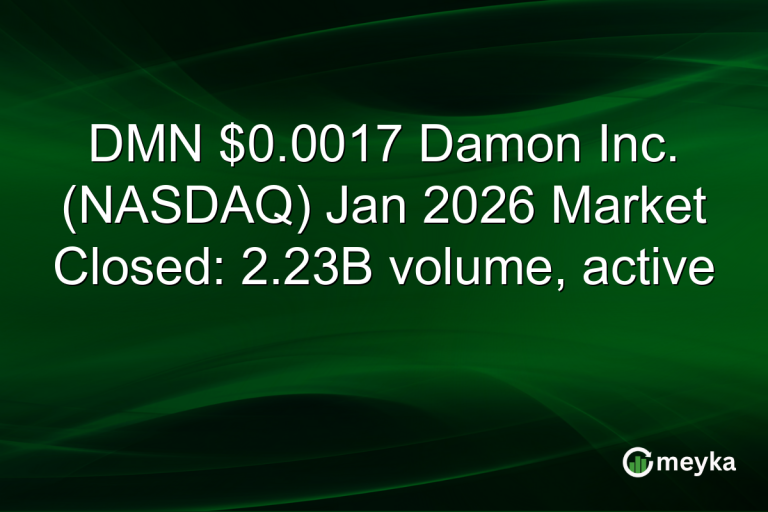 DMN $0.0017 Damon Inc. (NASDAQ) Jan 2026 Market Closed: 2.23B volume, active